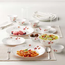 Larah by Borosil Pack of 13 Opalware Pastel Dinner Set Dinner Set