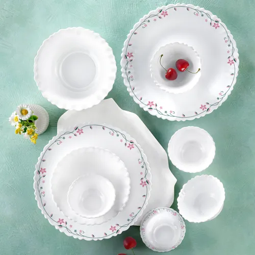 Image of Larah by Borosil Pack of 34 Opalware Galaxy Series Garland Dinnerset for Family
