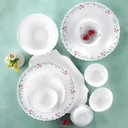 Larah by Borosil Pack of 34 Opalware Galaxy Series Garland Dinnerset for Family