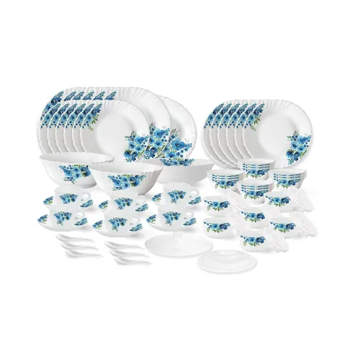 Image of Larah by Borosil Pansy 66-Piece Fluted Opalware Dinner Set