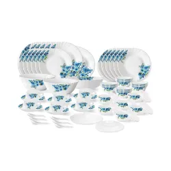 Larah by Borosil Pansy 66-Piece Fluted Opalware Dinner Set