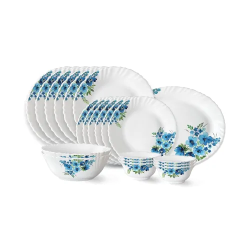 Image of Larah by Borosil Pansy Fluted Series Opalware Dinner Set 