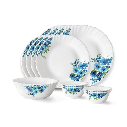 Image of Larah by Borosil Pansy Fluted Series Opalware Dinner Set 