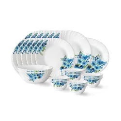 Larah by Borosil Pansy Fluted Series Opalware Dinner Set 