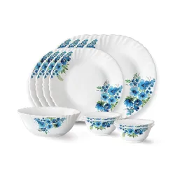 Larah by Borosil Pansy Fluted Series Opalware Dinner Set 