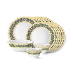 Larah by Borosil Regal 19-Piece Fluted Opalware Dinner Set