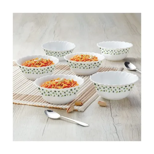 Image of Larah by BOROSIL Sage 6 Pcs Opalware Soup Bowl Set (170 ml Each), White