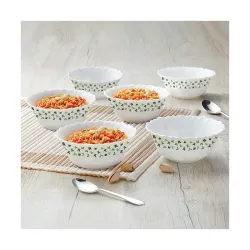 Larah by BOROSIL Sage 6 Pcs Opalware Soup Bowl Set (170 ml Each), White