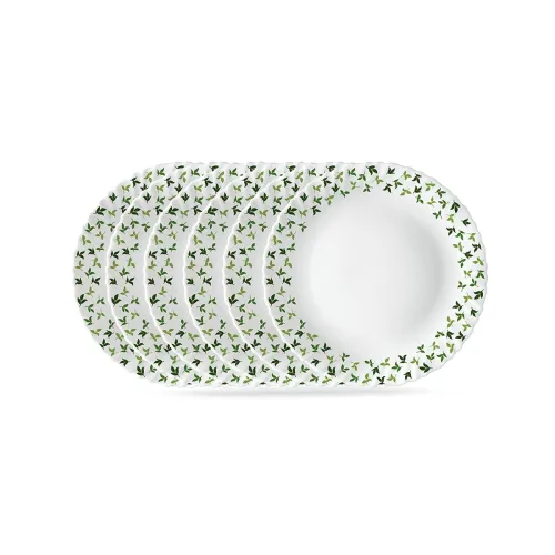 Image of Larah by BOROSIL Sage 6 Pcs Opalware Plate Set (Dia - 10 inch), White