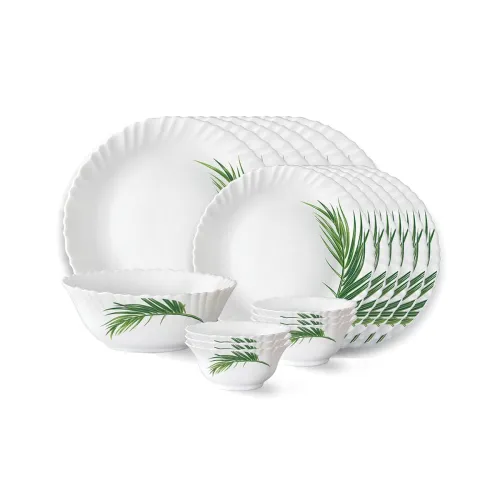Image of Larah by Borosil Series Opalware Dinner Set 19 Pieces for Family of 6 