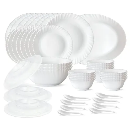 Image of Larah by Borosil Silk Series Opalware Dinner Set | for Family of 6 
