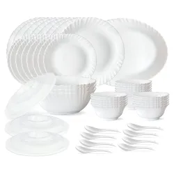 Larah by Borosil Silk Series Opalware Dinner Set | for Family of 6 