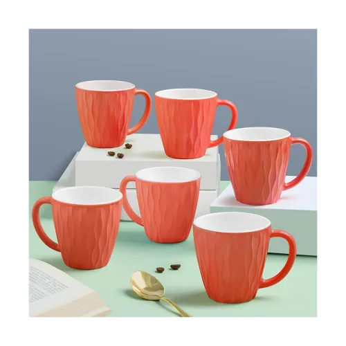 Image of Larah by Borosil Sunset Orange Mug Set (6 Pcs)