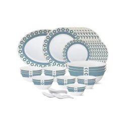 Larah by Borosil - Tiara Series, Crystal, 44 Pcs, Opalware Dinner Set, White