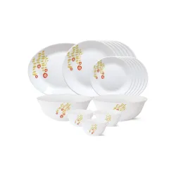 Larah by Borosil Pebbles Opalware Dinner Set, White - 21 Pcs