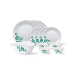 Larah by Borosil - Tiara Series, Woodstock, 13 Pcs, Opalware Dinner Set, White