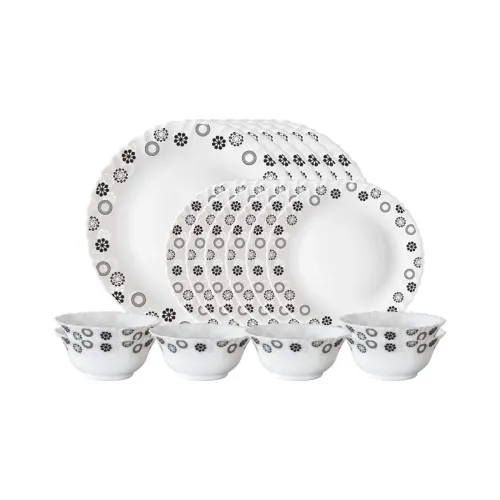 Image of Larah by Borosil Universe Opalware Dinner Set, 18 Pieces, White
