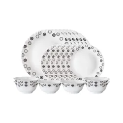 Larah by Borosil Universe Opalware Dinner Set, 18 Pieces, White