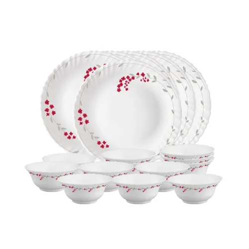 Image of Larah by Borosil Verona Floral Opalware 18-Piece Thali Set