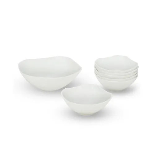 Image of Larah by Borosil White Square Series Opalware 7 Pcs Pudding Set |.