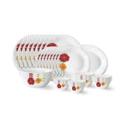 Larah by Borosil Zinnia Fluted Series Opalware Dinner Set  40 Pieces 