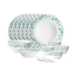 Larah by Borosil 27 Pieces Opalware Dinner Set
