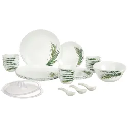 Larah by Borosil Crescent Fluted Series Opalware Dinner Set | 40 PiecesLarah by Borosil Crescent Fluted Series Opalware 