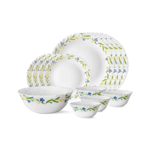 Image of Larah by Borosil Cripper Opalware Dinner Set, 13-Pieces, White