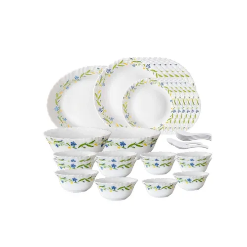Image of Larah by Borosil Cripper Opalware Dinner Set, 33-Pieces