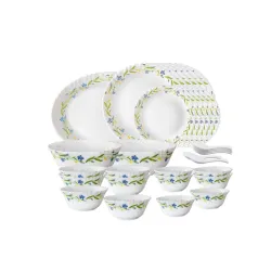 Larah by Borosil Cripper Opalware Dinner Set, 33-Pieces