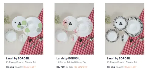 Image of Larah by BOROSIL Dinner Set at minimum 60% Discount