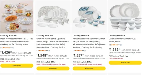 Image of Larah by BOROSIL Dinner set at minimum 60% Discount 