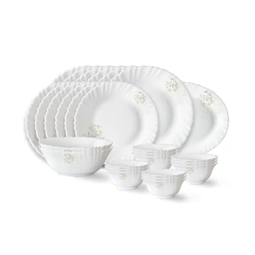 Image of Larah by Borosil Ingot Fluted Series Opalware Dinner Set, 27 Pieces