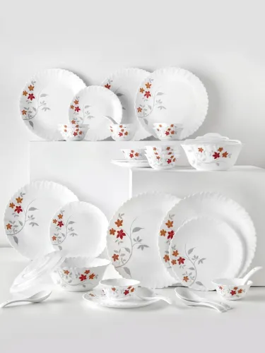 Image of Larah Opalware Crockery Set – 34 Pcs, Microwave Safe