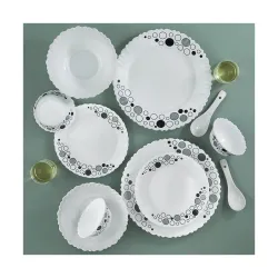 Larah by Borosil 35 Pieces Opalware Dinner Set | for Family of 6 | Microwave & Dishwasher Safe | Bone-Ash Free | Crockery Set for Dining & Gifting | Plates & Bowls (Luna)
