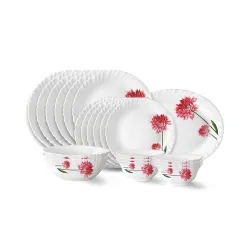 Larah by Borosil Belle Fluted Series Opalware Dinner Set 