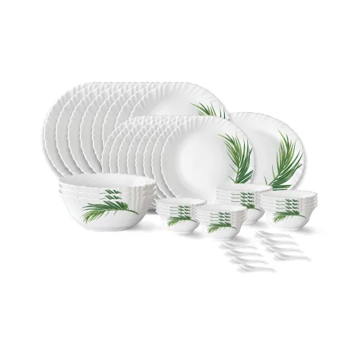 Image of Larah by Borosil Crescent Fluted Dinner Set 44pcs