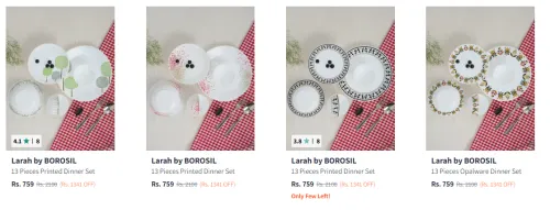 Image of Larah by BOROSIL Dinner Set at minimum 60% Discount