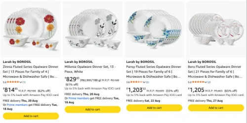 Image of Larah By Borosil Dinner set upto 65% discount 