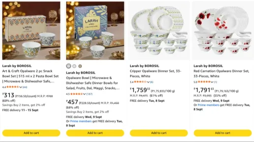 Image of Larah By Borosil Dinner set upto 68% discount 