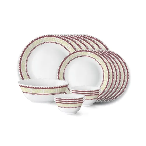 Image of Larah by Borosil Elega Fluted Series Opalware Dinner Set