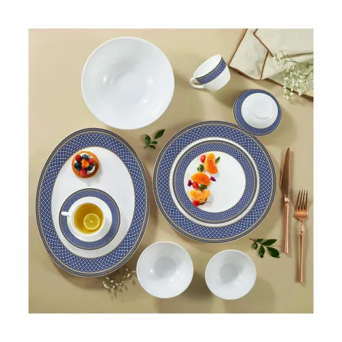 Image of Larah by Borosil Emerald Weave Opalware Dinner Set | 60 Pcs 