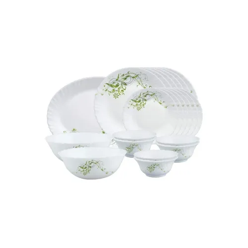 Image of Larah by Borosil Erba Opalware Dinner Set, 21 Pieces, White