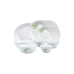 Larah by Borosil Erba Opalware Dinner Set, 21 Pieces, White