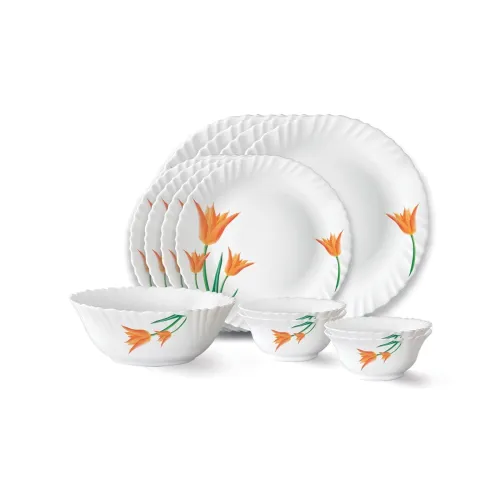 Image of Larah by Borosil Firefly Opalware Dinner Set - 13 Pieces