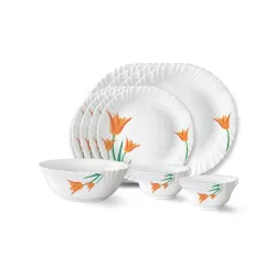 Larah by Borosil Firefly Opalware Dinner Set - 13 Pieces