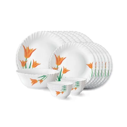 Image of Larah by Borosil Firefly Fluted Series Opalware Dinner Set
