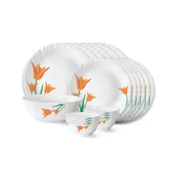 Larah by Borosil Firefly Fluted Series Opalware Dinner Set