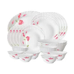 Larah by Borosil Fluted Series Diana Opalware Dinner Set 