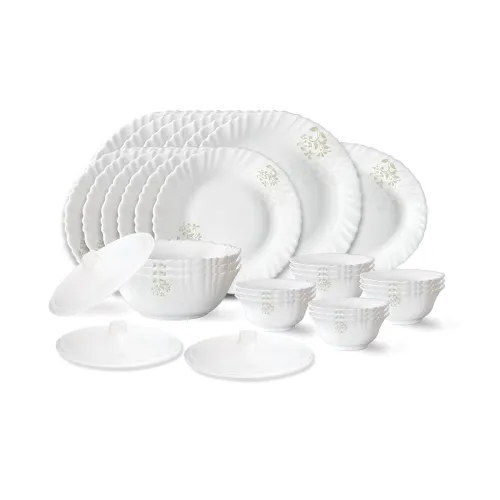 Image of Larah by Borosil Ingot Fluted Series Opalware Dinner Set 